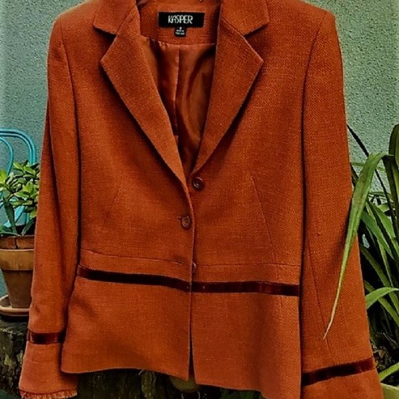 Kasper Petite 3-Button Blazer Burnt Orange - Picture 6 of 6